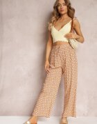 j.stars Pantaloni Galbeni din Viscoză cu Picior Lat și Elastic în Talie Dantha