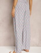 j.stars Pantaloni Largi Albastri Deschis cu Elastic în Talie din Viscoză cu Imprimeu Mozaic Wavelette