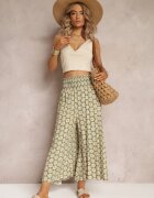 j.stars Pantaloni Largi Florali din Vâscoză Verde deschis Ramit