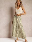 j.stars Pantaloni Largi Florali din Vâscoză Verde deschis Ramit