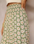 j.stars Pantaloni Largi Florali din Vâscoză Verde deschis Ramit