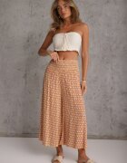 j.stars Pantaloni Largi Galben-Portocalii din Viscoză cu elastic încrețit în talie Mellody
