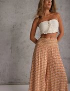 j.stars Pantaloni Largi Galben-Portocalii din Viscoză cu elastic încrețit în talie Mellody