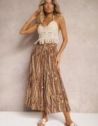 j.stars Pantaloni Maro cu talie înaltă și picioare largi din viscoză cu elastic în talie Krifea