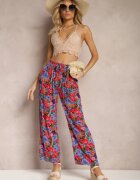 j.stars Pantaloni Mov-Roz din Vâscoză cu picior drept Talie înaltă cu imprimeu floral Zaranima