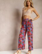 j.stars Pantaloni Mov-Roz din Vâscoză cu picior drept Talie înaltă cu imprimeu floral Zaranima