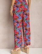 j.stars Pantaloni Mov-Roz din Vâscoză cu picior drept Talie înaltă cu imprimeu floral Zaranima