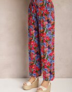 j.stars Pantaloni Mov-Roz din Vâscoză cu picior drept Talie înaltă cu imprimeu floral Zaranima