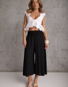 j.stars Pantaloni negri largi High Waist cu lungime 7/8 Rathi