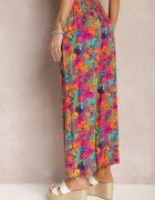 j.stars Pantaloni Portocaliu-Roz de viscoză cu picior drept talie înaltă și imprimeu floral Zaranima