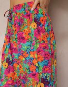 j.stars Pantaloni Portocaliu-Roz de viscoză cu picior drept talie înaltă și imprimeu floral Zaranima