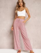 j.stars Pantaloni Roz Viscoză cu croială largă și elastic în talie Dantha
