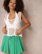 j.stars Pantaloni scurți din viscoză Verzi Plisați cu elastic în talie Azuhia