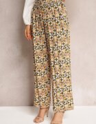 j.stars Pantaloni Verde-Bej Din viscoză High Waist Largi Cu elastic în talie și buzunare Aizha