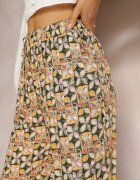 j.stars Pantaloni Verde-Bej Din viscoză High Waist Largi Cu elastic în talie și buzunare Aizha
