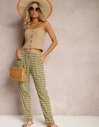 j.stars Pantaloni Verde închis din Viscoză cu Imprimeu Fantezist Innozentia