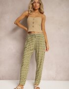 j.stars Pantaloni Verde închis din Viscoză cu Imprimeu Fantezist Innozentia