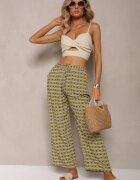 j.stars Pantaloni Verzi Din viscoză cu elastic în talie și cu picioare largi Ianita