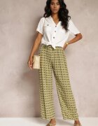 j.stars Pantaloni Verzi Din viscoză cu elastic în talie și cu picioare largi Ianita