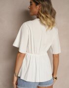 j studio Bluză Albă cu Viscoză cu Decolteu Plic și Nod Decorativ Lioriva