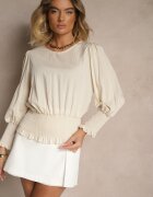 j studio Bluză Bej deschis cu Vâscoză Ornată cu borduri elastice Tosara