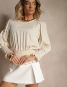 j studio Bluză Bej deschis cu Vâscoză Ornată cu borduri elastice Tosara