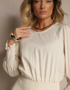 j studio Bluză Bej deschis cu Vâscoză Ornată cu borduri elastice Tosara