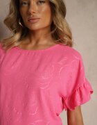 j studio Bluză Fucsia Oversize Decorată cu Volane Liriele