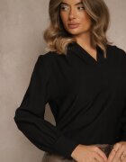 j studio Bluză Neagră cu Mâneci Bufante și Decolteu Triunghiular Hilko