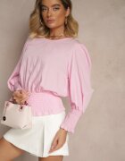 j studio Bluză Roz deschis din Vâscoză Decorată cu borduri elastice Tosara