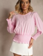 j studio Bluză Roz deschis din Vâscoză Decorată cu borduri elastice Tosara