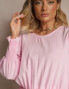 j studio Bluză Roz deschis din Vâscoză Decorată cu borduri elastice Tosara