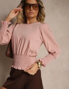 j studio Bluză Roz închis din Viscoză Decorată cu Benzi elastice Tosara