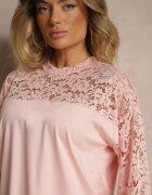 j studio Bluză Roz pal cu Viscoză cu Dantelă Eviriva