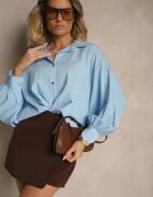j studio Cămașă albastră din viscoză în stil liliac Sonarielia