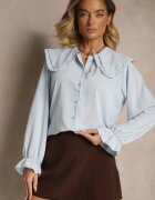j studio Cămașă Albastru deschis Decorată cu volane și guler Evirana