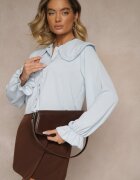 j studio Cămașă Albastru deschis Decorată cu volane și guler Evirana