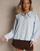 j studio Cămașă Albastru deschis Decorată cu volane și guler Evirana