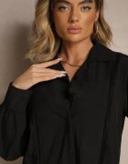 j studio Cămașă Neagră din Vascoză Decorată cu Dantelă Tenamara