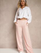 j studio Pantaloni roz deschis din vâscoză cu croială largă decorați cu dungă Belhira