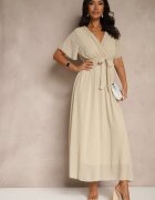 j studio Rochie Bej Coctail Brocată cu curea Addlea