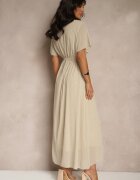 j studio Rochie Bej Coctail Brocată cu curea Addlea