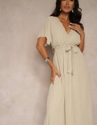 j studio Rochie Bej Coctail Brocată cu curea Addlea