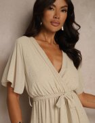 j studio Rochie Bej Coctail Brocată cu curea Addlea
