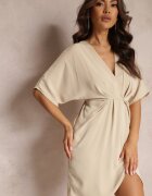 j studio Rochie Bej din Vascoză tip Liliac Neollia