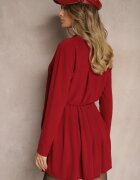 j studio Rochie Bordo tip cămașă cu croială asimetrică evazată cu elastic în talie Eloriana