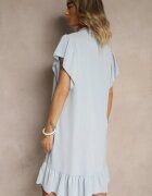 j studio Rochie Cămașă Albastru deschis Decorată cu volane și nasturi Tenelora