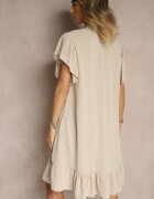 j studio Rochie cămașă Bej Decorată cu volane și nasturi Tenelora