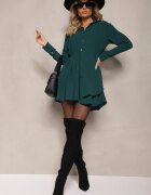 j studio Rochie cămașă Verde închis cu croi asimetric evazat cu elastic în talie Eloriana