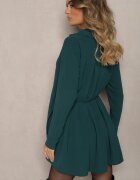 j studio Rochie cămașă Verde închis cu croi asimetric evazat cu elastic în talie Eloriana